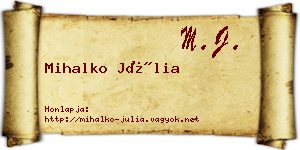 Mihalko Júlia névjegykártya